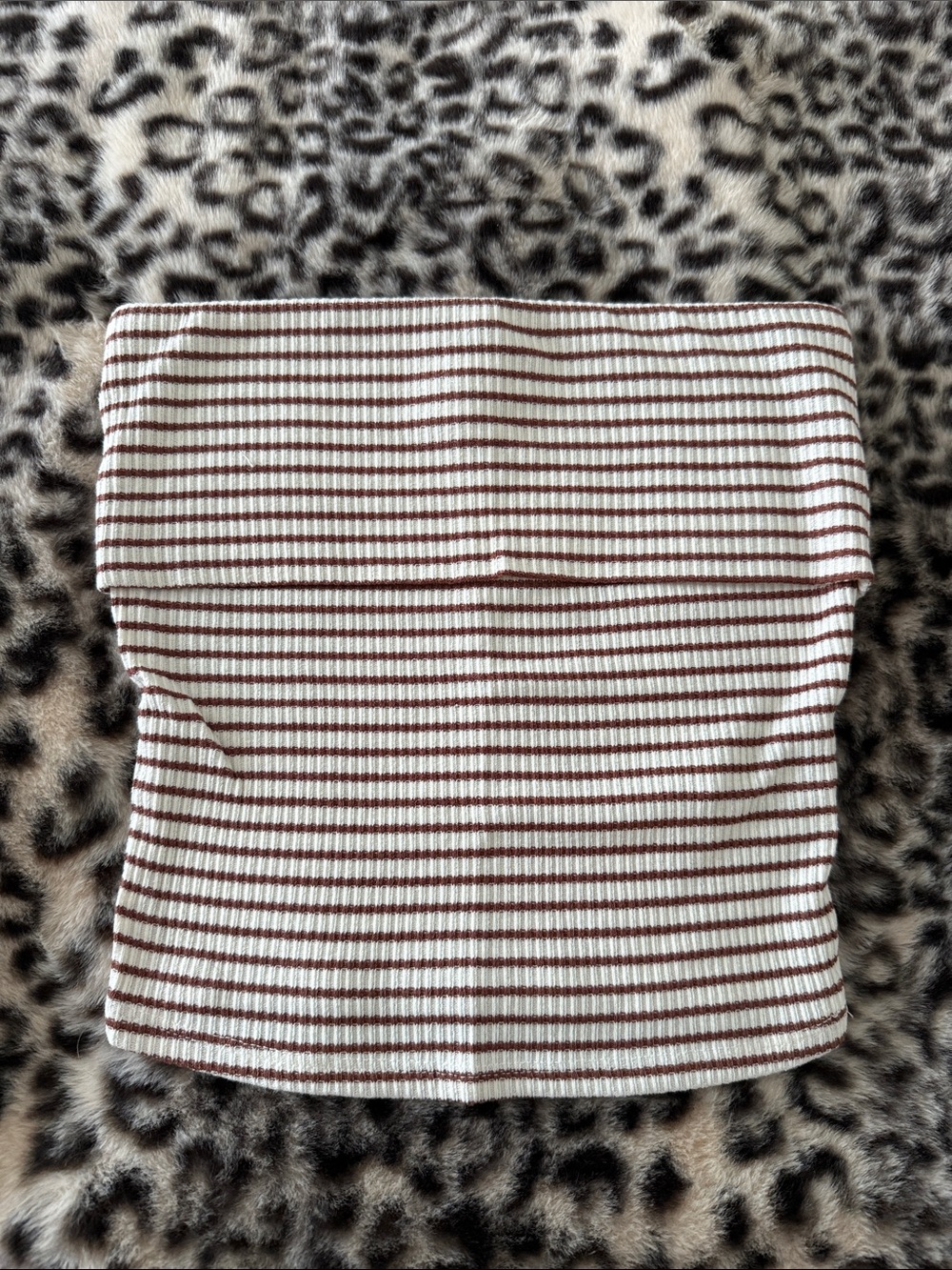 Striped Strapless Tube Top - White & Brown